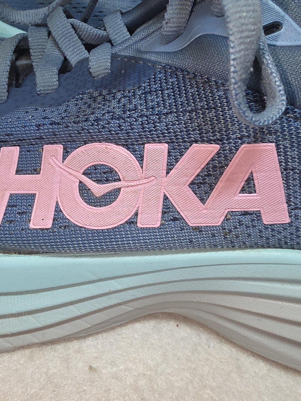 Hoka Bondi 8 Women's Blue with Pink Logo Athletic Running Shoes #0038 - Picture 4 of 5